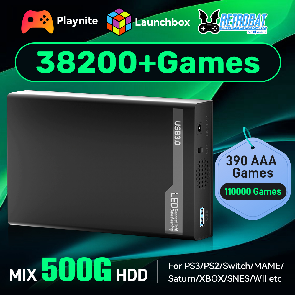 Retro Gaming Xbox - JMachen 500GB Portable Gaming HDD Retrobat