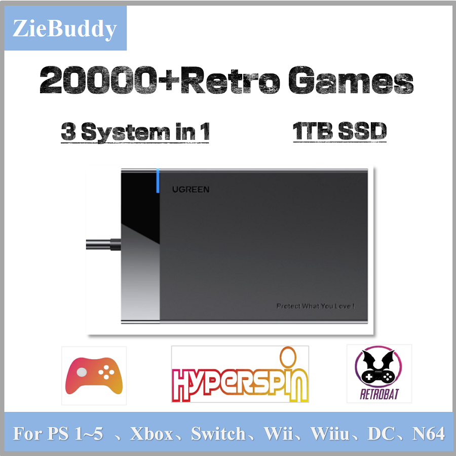 Retro Gaming Xbox - Retro Game 1TB SSD Console contains