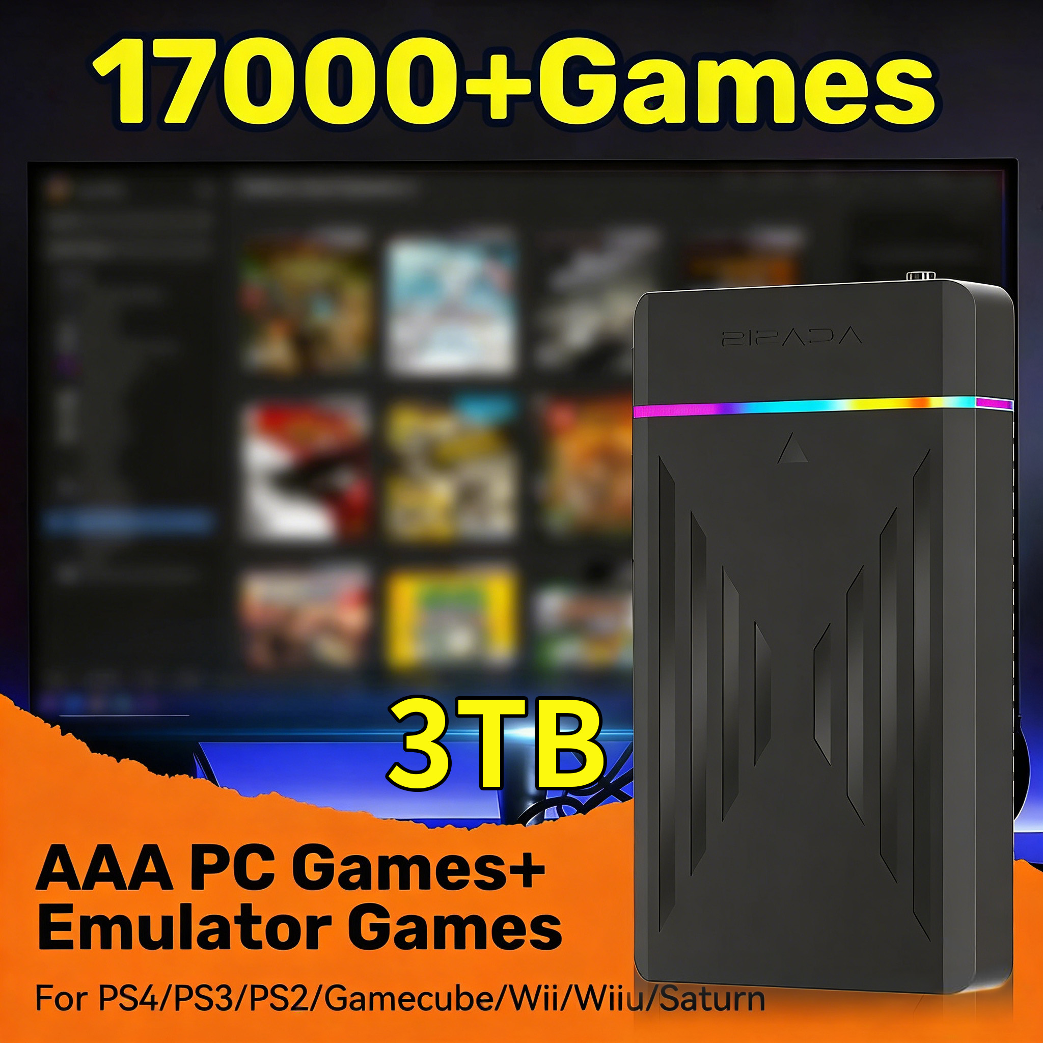 Portable 3TB Gaming HDD Video  - Retro Gaming Windows ulasan dan harga