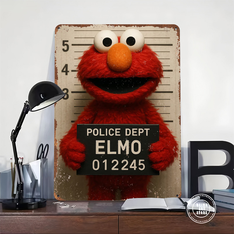 Elmo's Mugshot Tinplate Poster - Retro Poster Gaming ulasan dan harga