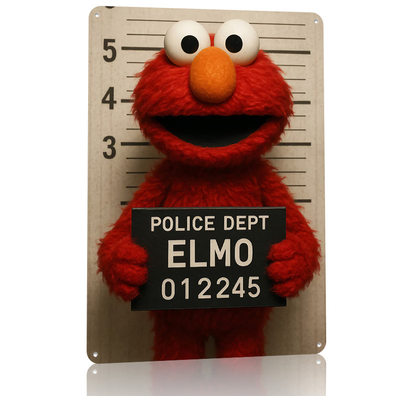 Elmo's Mugshot Tinplate Poster - Retro Poster Gaming ulasan dan harga