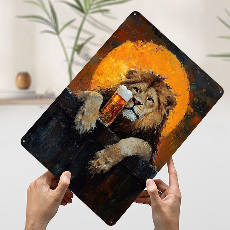 Lion With Beer Poster Customiz - Retro Poster Gaming ulasan dan harga