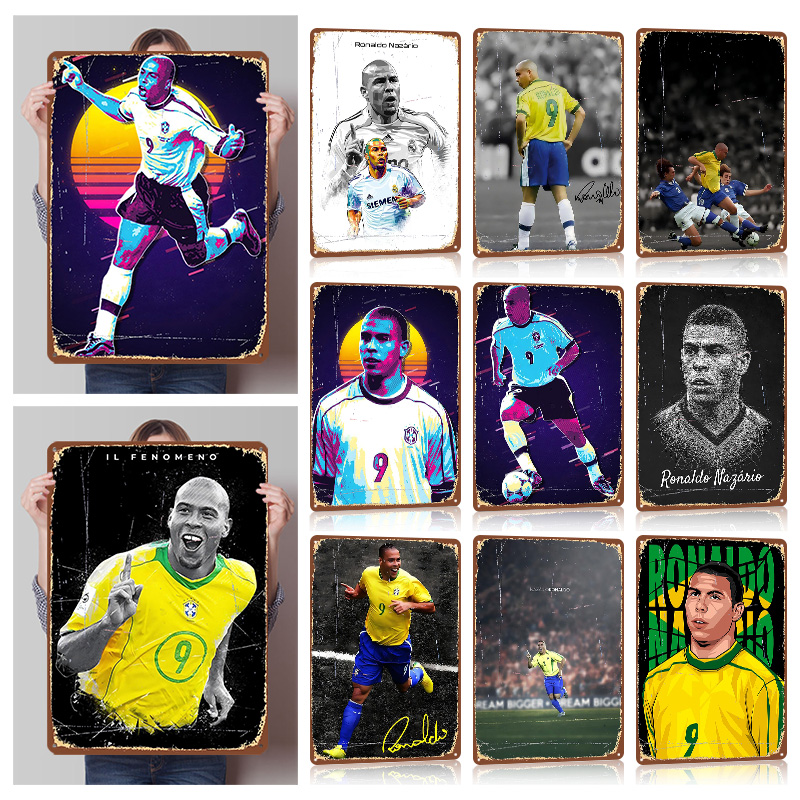 Ronaldo Nazario Football Metal - Retro Poster Gaming ulasan dan harga