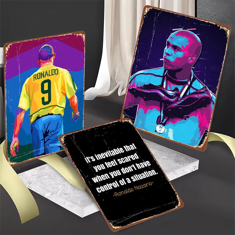 Ronaldo Nazario Football Metal - Retro Poster Gaming ulasan dan harga