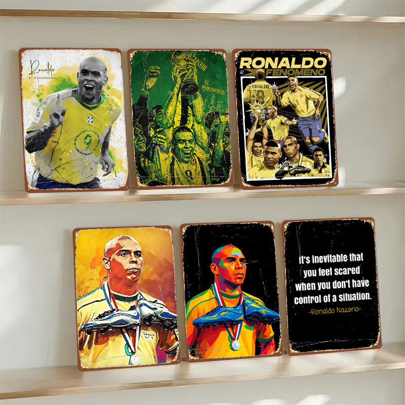 Ronaldo Nazario Football Metal - Retro Poster Gaming ulasan dan harga