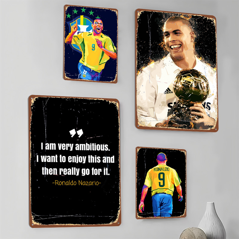 Ronaldo Nazario Football Metal - Retro Poster Gaming ulasan dan harga