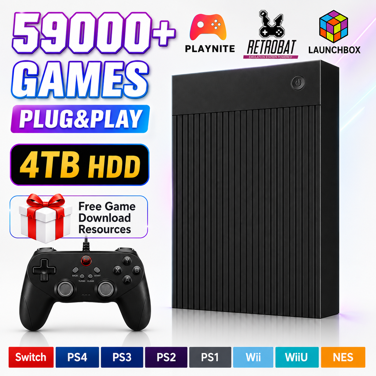 Portable 4TB Gaming HDD with 5 - Retro Gaming Emulator Pc ulasan dan harga
