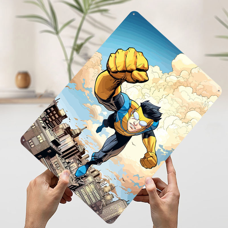 Invincible Flying Over City Me - Retro Poster Gaming ulasan dan harga