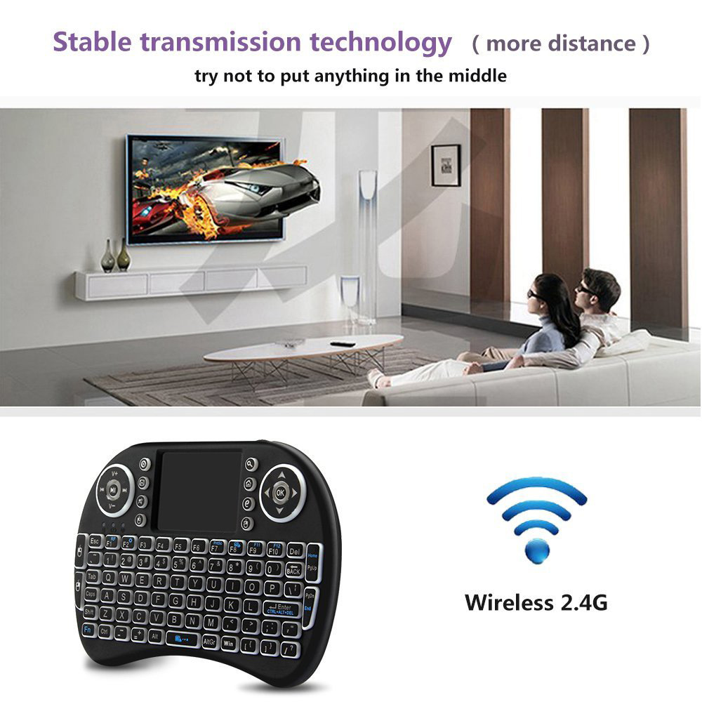 Backlit Mini Wireless Keyboard - Retro Gaming Tv Box ulasan dan harga